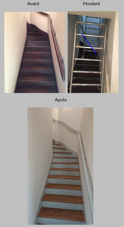 Escalier Avant / Pendant les travaux / Après